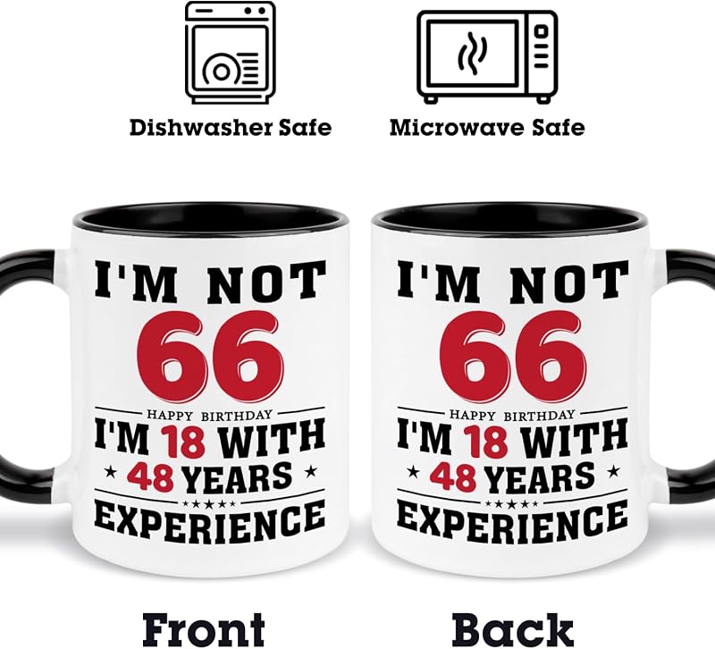 Taza café cumpleaños 66 años rojo y negro 11oz