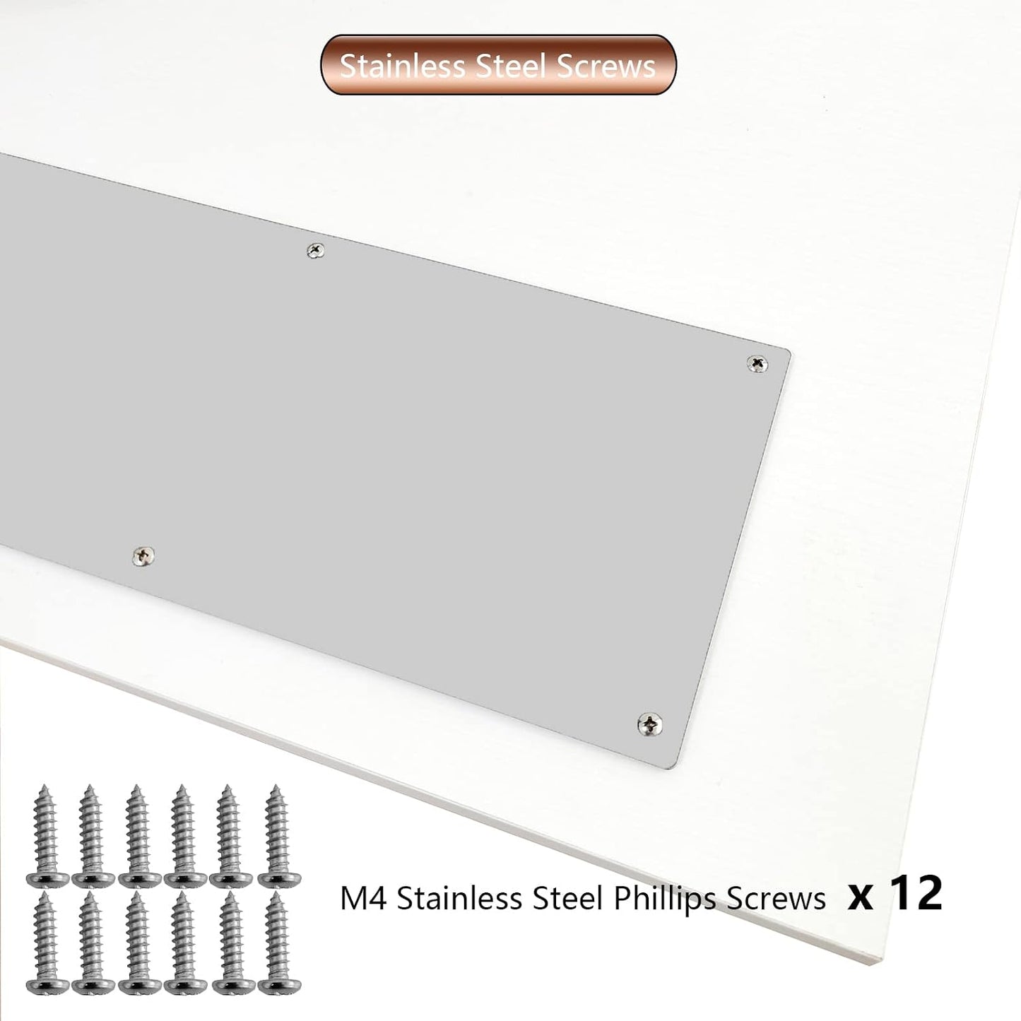 Placa aluminio puerta 6x34pulg 18Ga color plateado