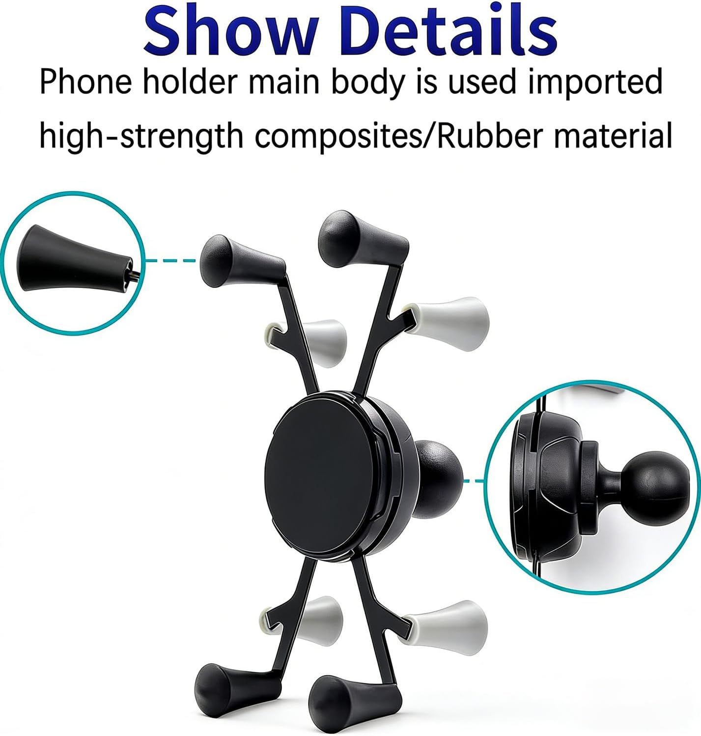 Soporte teléfono riel brazo doble enchufe 1pulg comp kayak