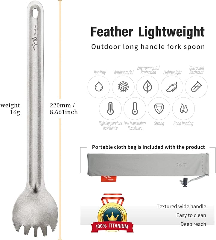 Spork y cuchara mango largo ecológicos portátiles para acampar