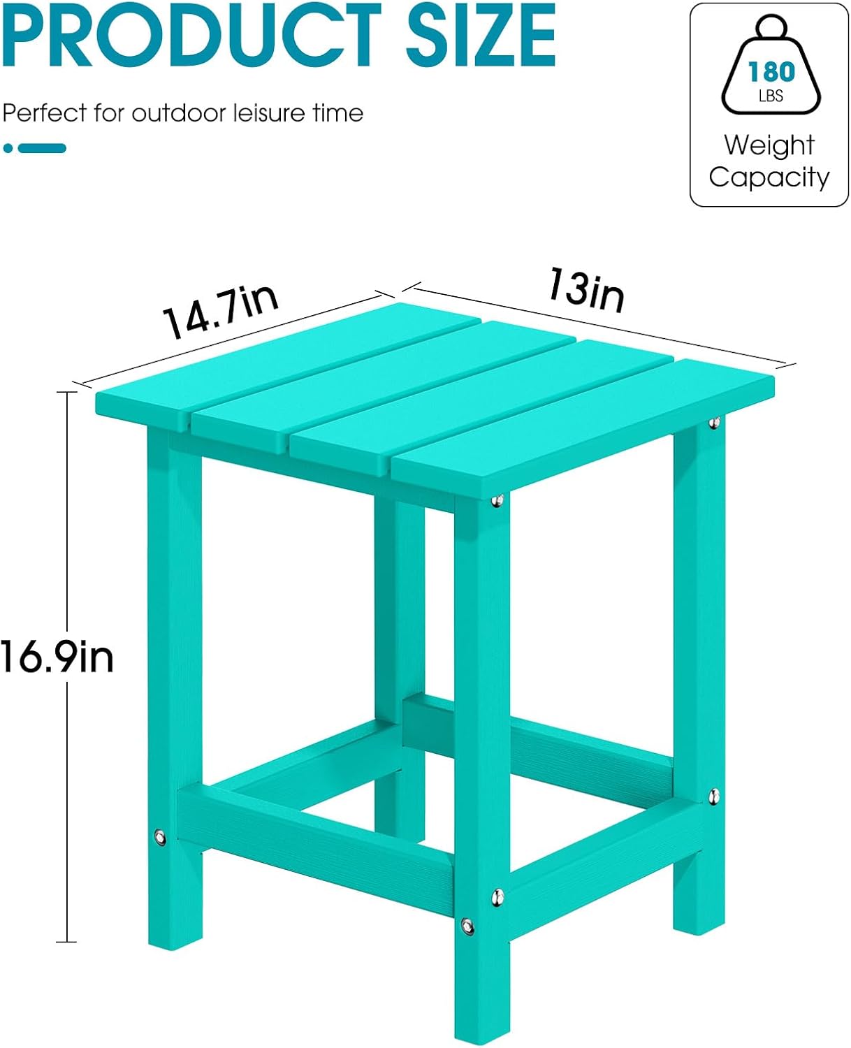 Mesa auxiliar Adirondack exteriores 14.7" polietileno azul