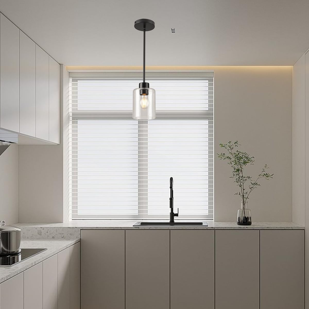 Lámparas colgantes isla cocina vidrio burbujas 12x4pulg set