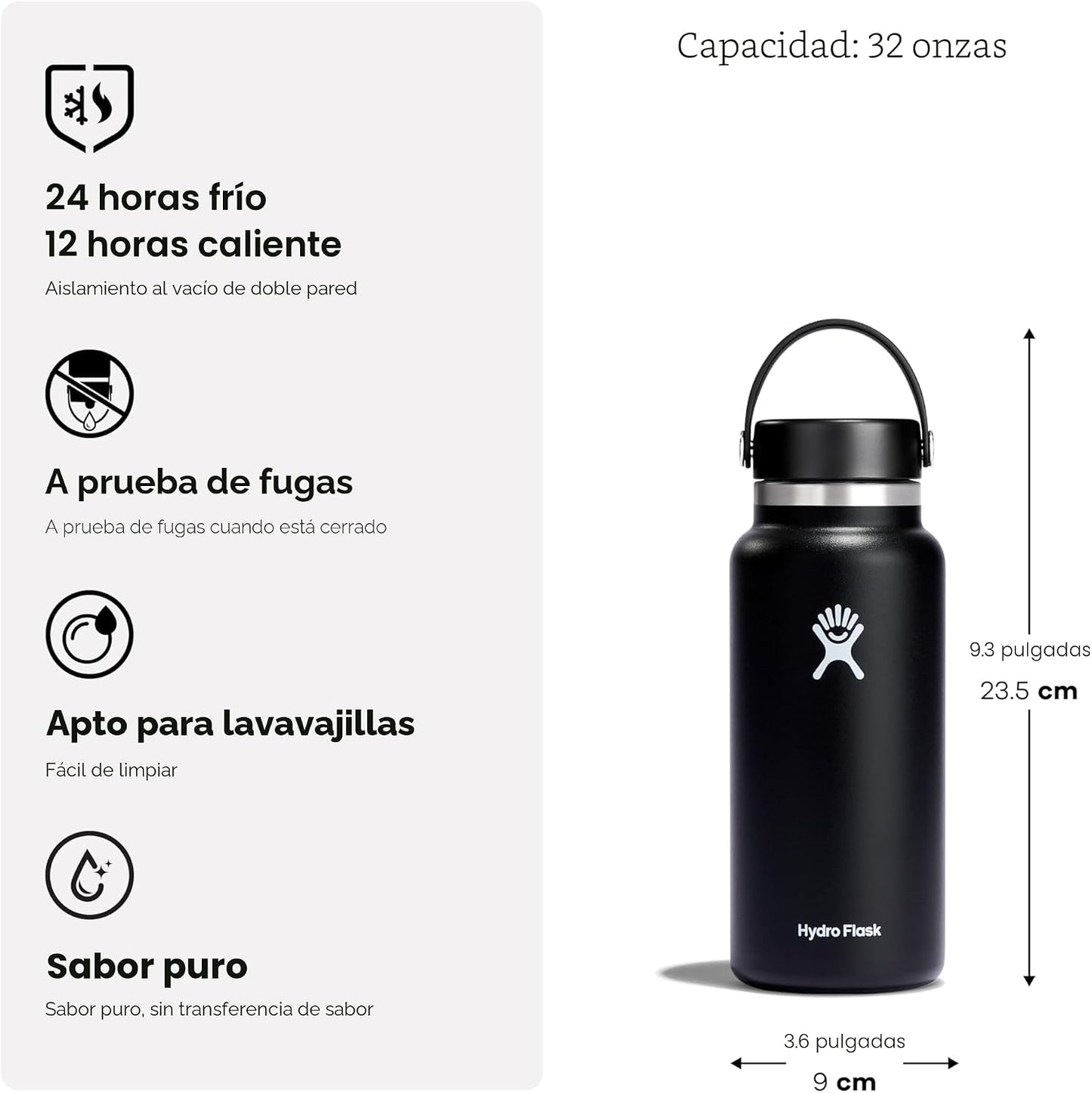 Botella agua acero inox aislada tapa flexible 946ml azul