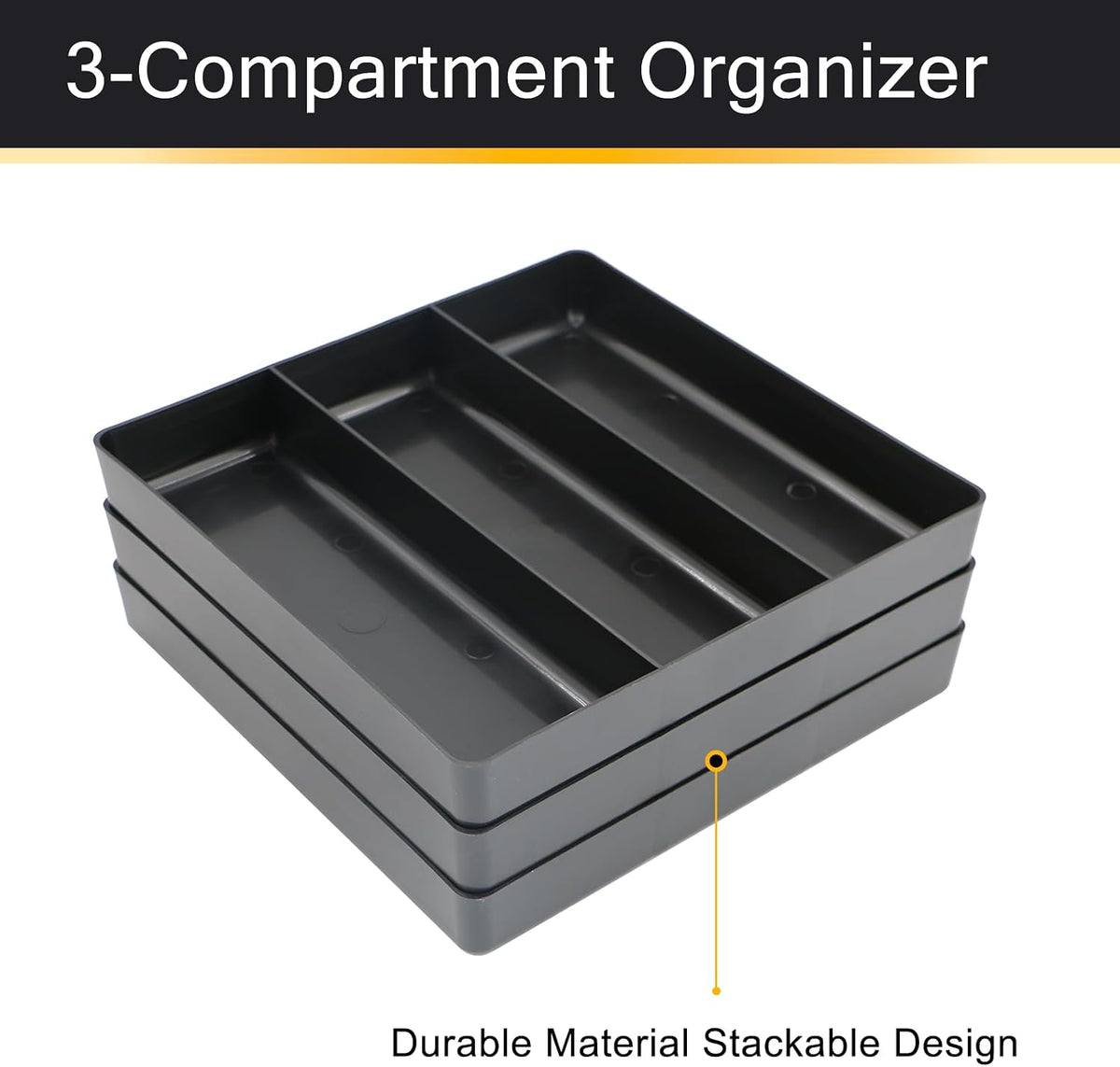 Bandeja organizadora plástico 3 compartimentos apilable taller