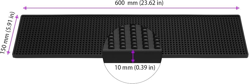 4 Alfombrillas Goma Negras 6x24pulg Antiderrap Bar