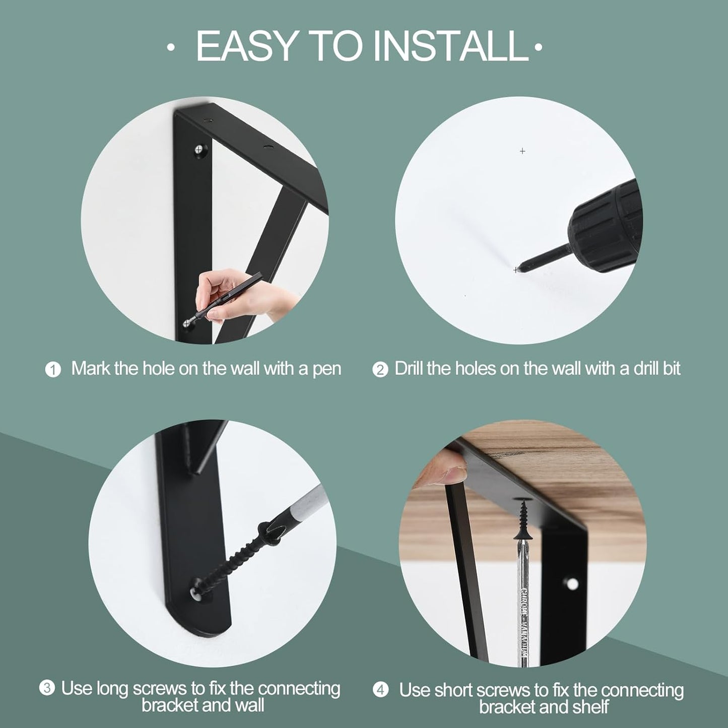 12 Soportes Estante Metal Negro Servicio Pesado