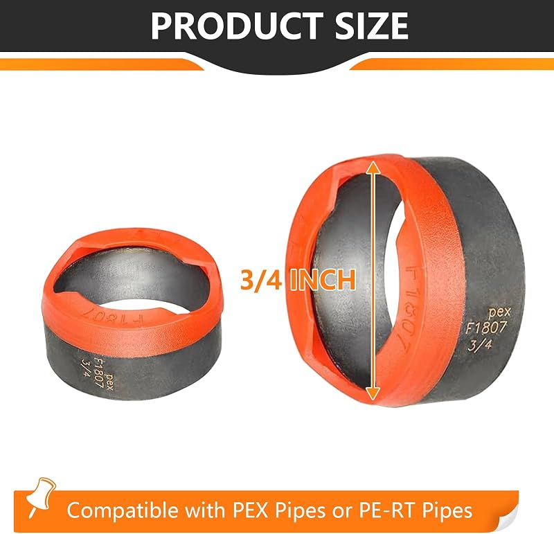 75 Pzas Anillo PEX-B 3/4" Tope Lengüetas Negro