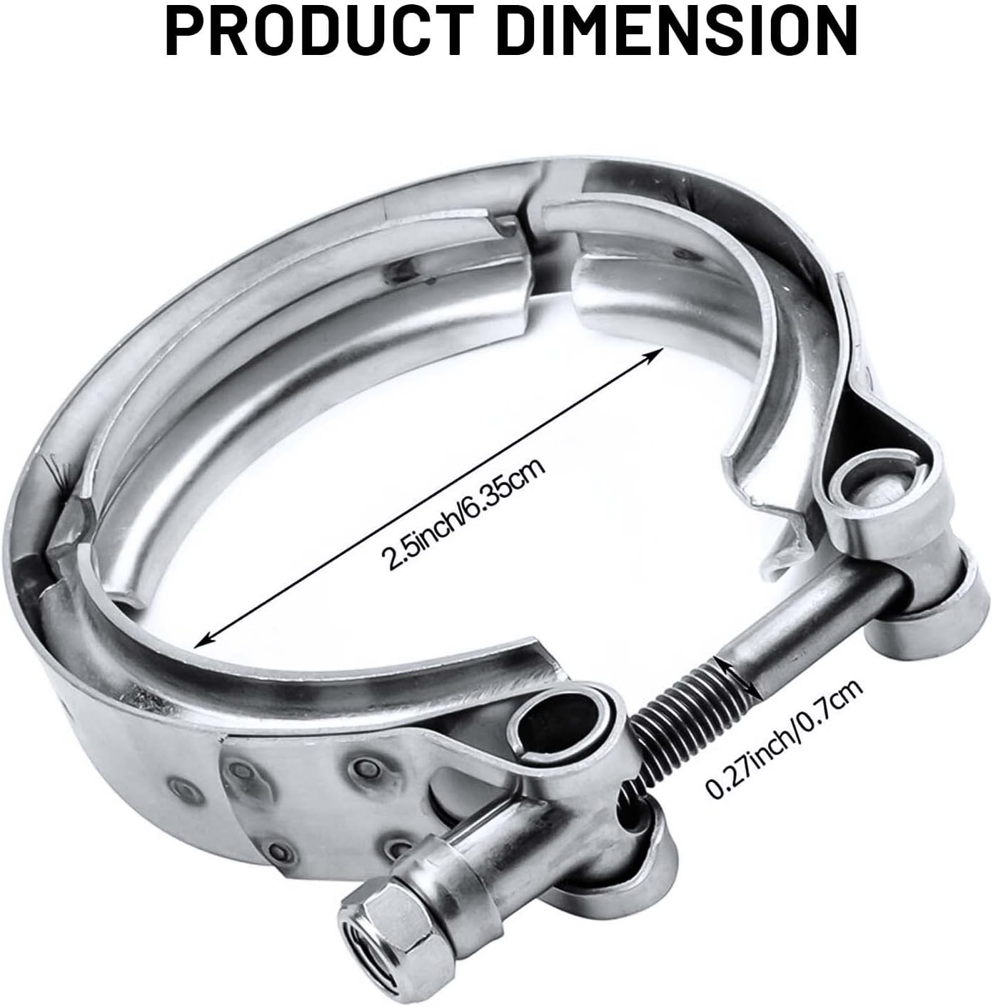 Abrazadera V acero inox 2.5" bridas suave tubo escape Ford
