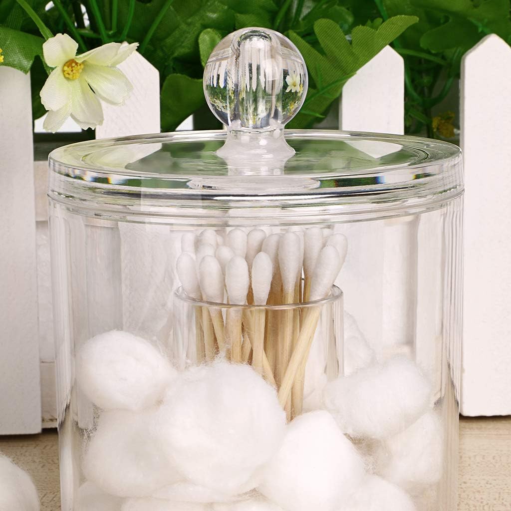 Tarro acrílico organiz. algodón hisopos baño