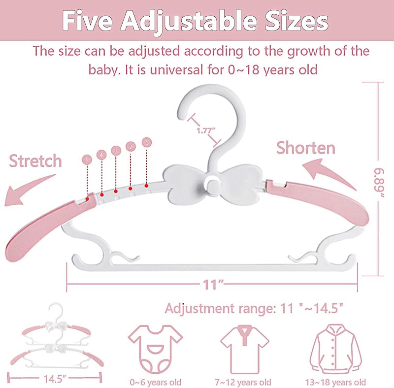 Perchas ajustables para bebé 11-14.5pulg rosa