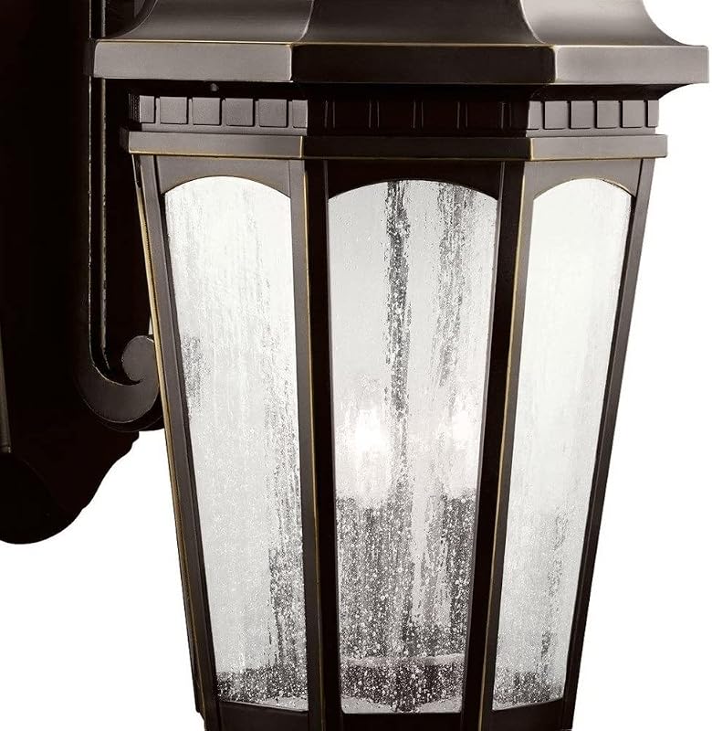 Lámpara pared exterior 26.5pulg 3 luces vidrio bronce