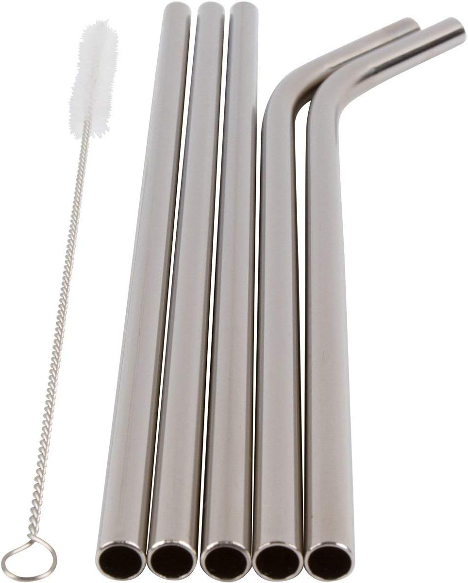 Set 5 Popotes Acero Inox Reutilizables 20oz con Estuche