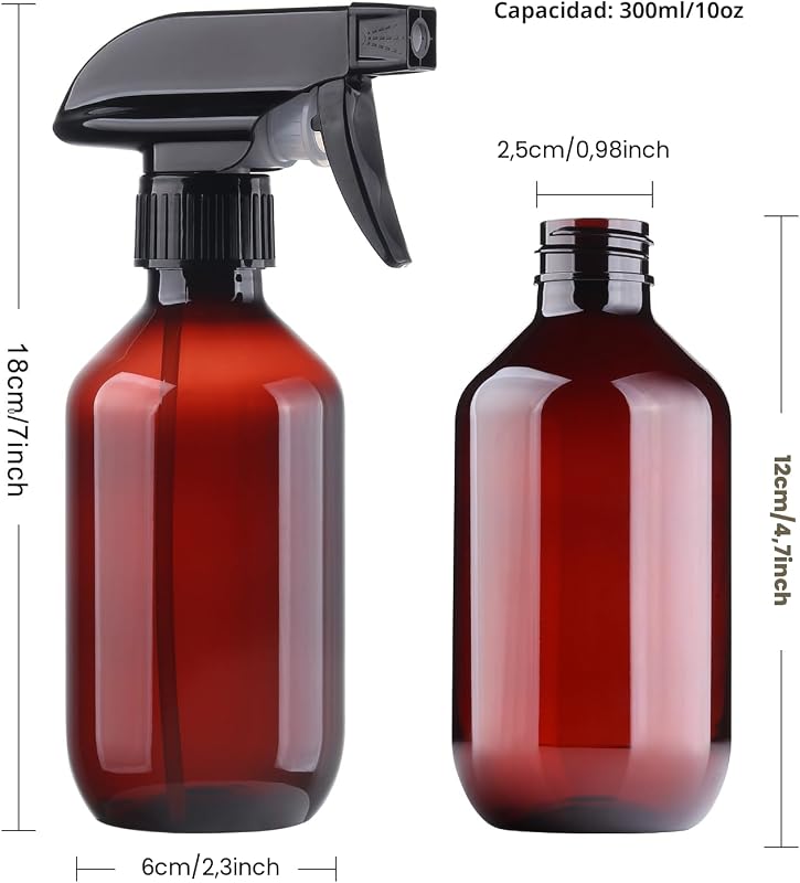 Botellas spray 10oz plástico recargable BPA free boquilla ajustable