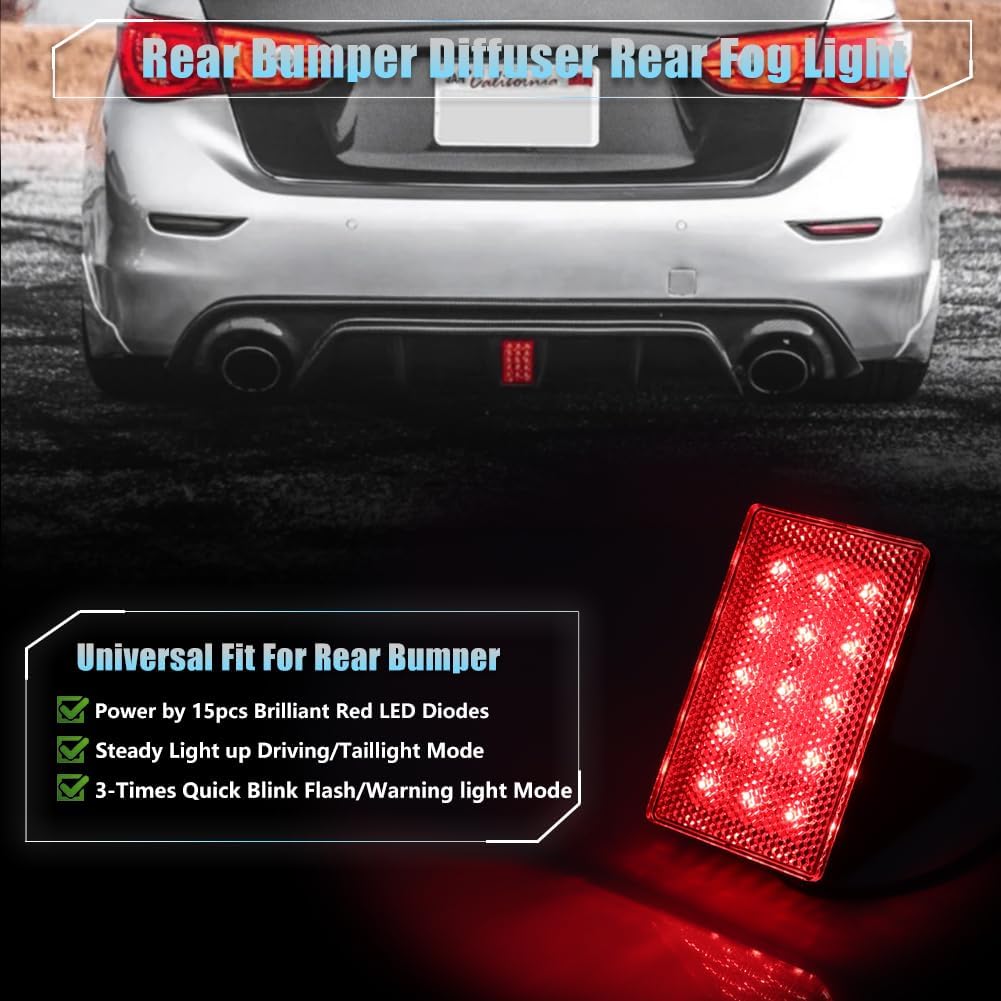 Luz antiniebla trasera 15 LED coche estroboscópico