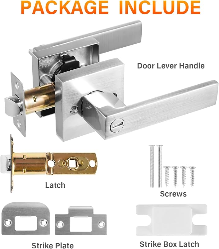 6 Pzas Manijas Puerta Privacidad Plateadas Reversibles