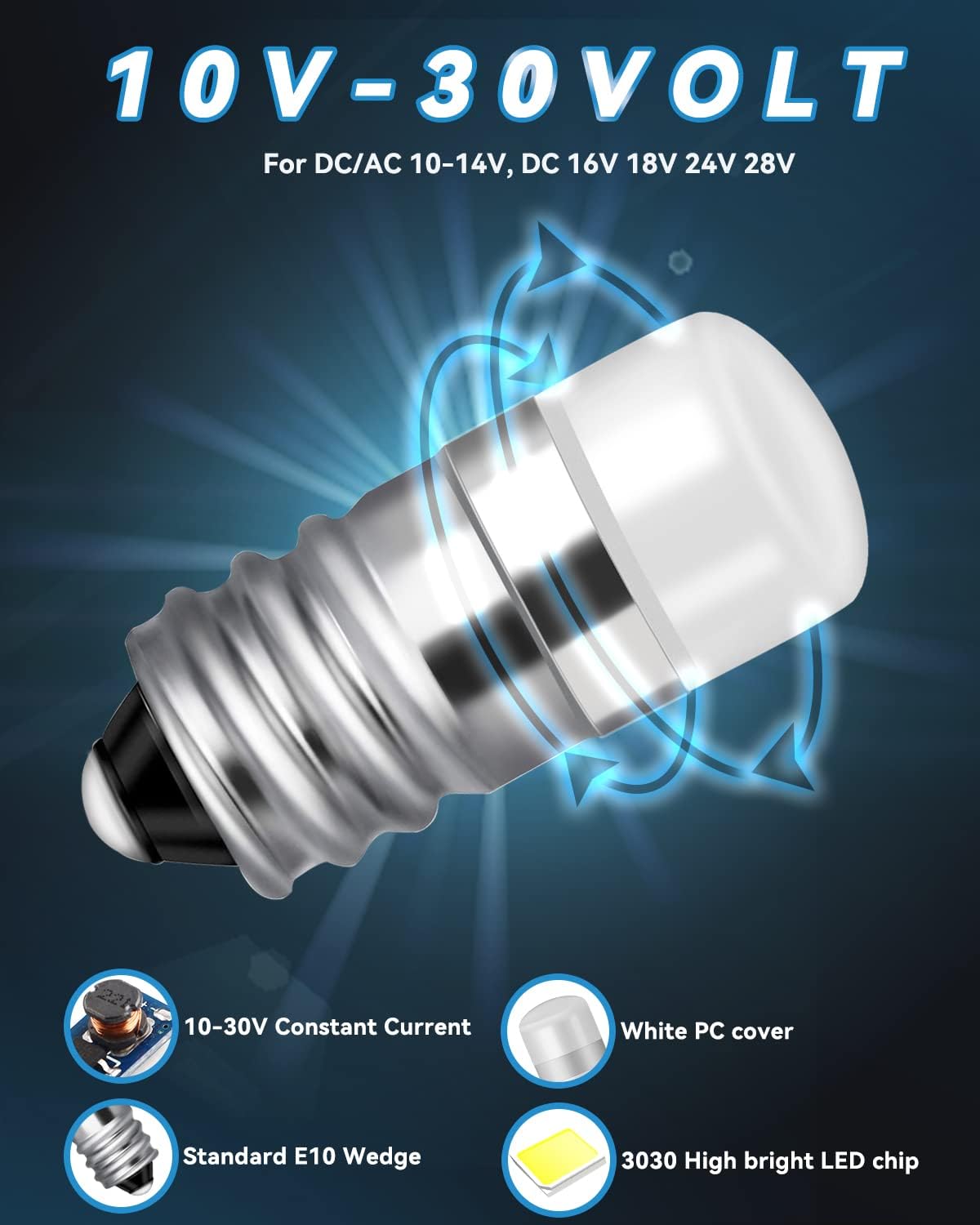 Bombilla LED 10-30V luz blanca paquete 2