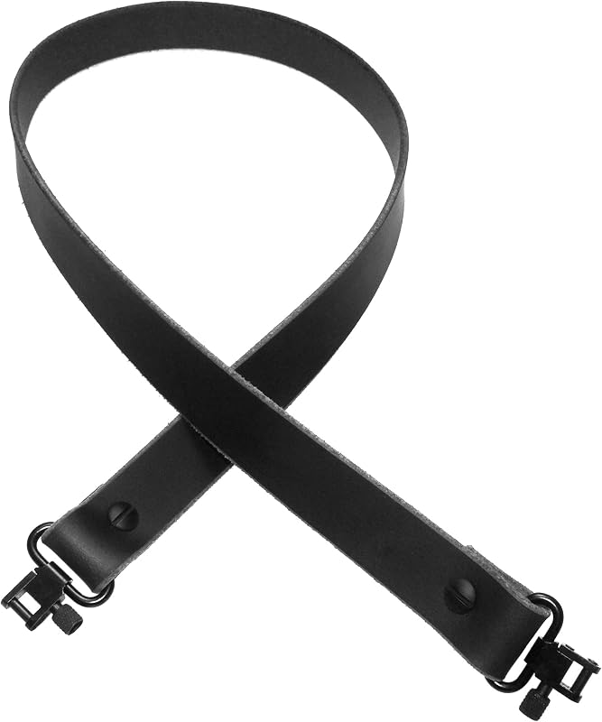 Eslinga cuero marrón/negro hecha a mano 1" ancho