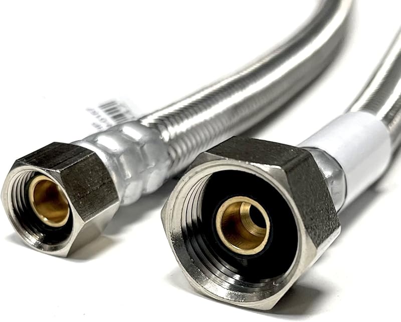 Conector agua grifo acero inox 3/8 comp x 1/2