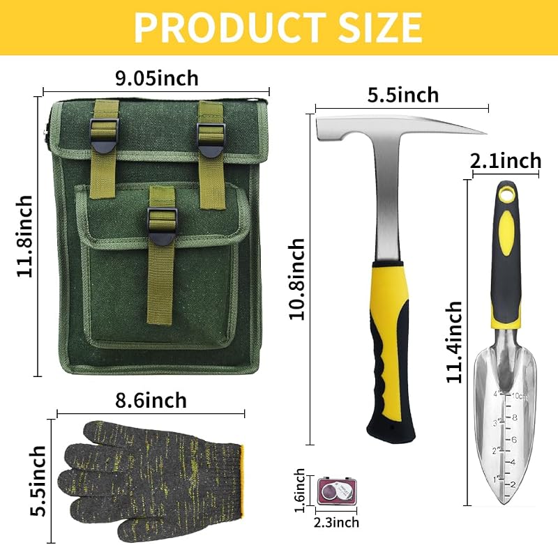 Kit 14 Martillos Geología Minería Bolsa 22oz Cinceles Pala