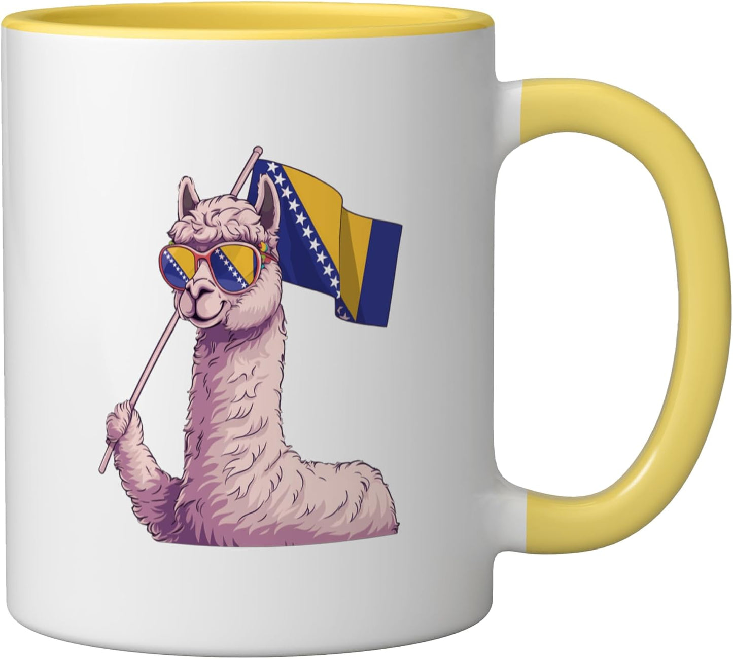 Taza Cerámica Bandera Bosnia Y Herzegovina Amarillo Blanco