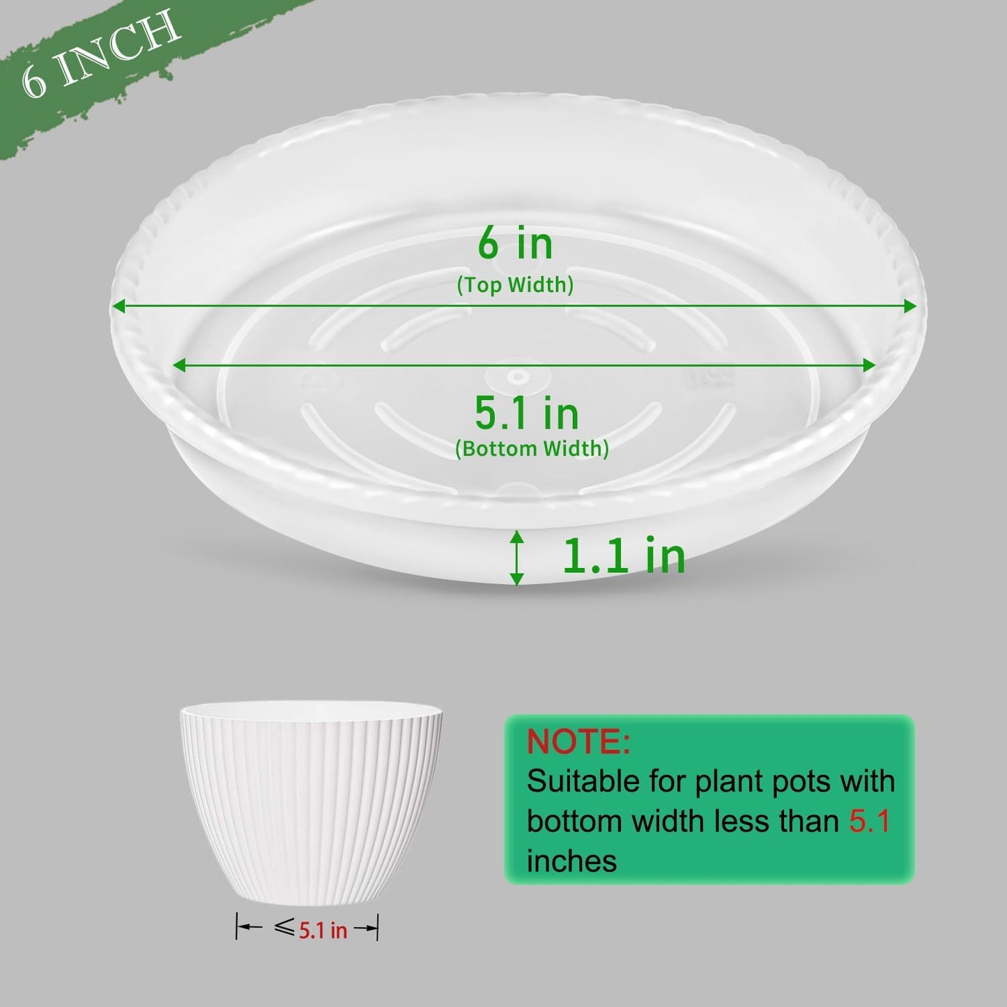 Platillos para plantas 6pulg transparente duradero