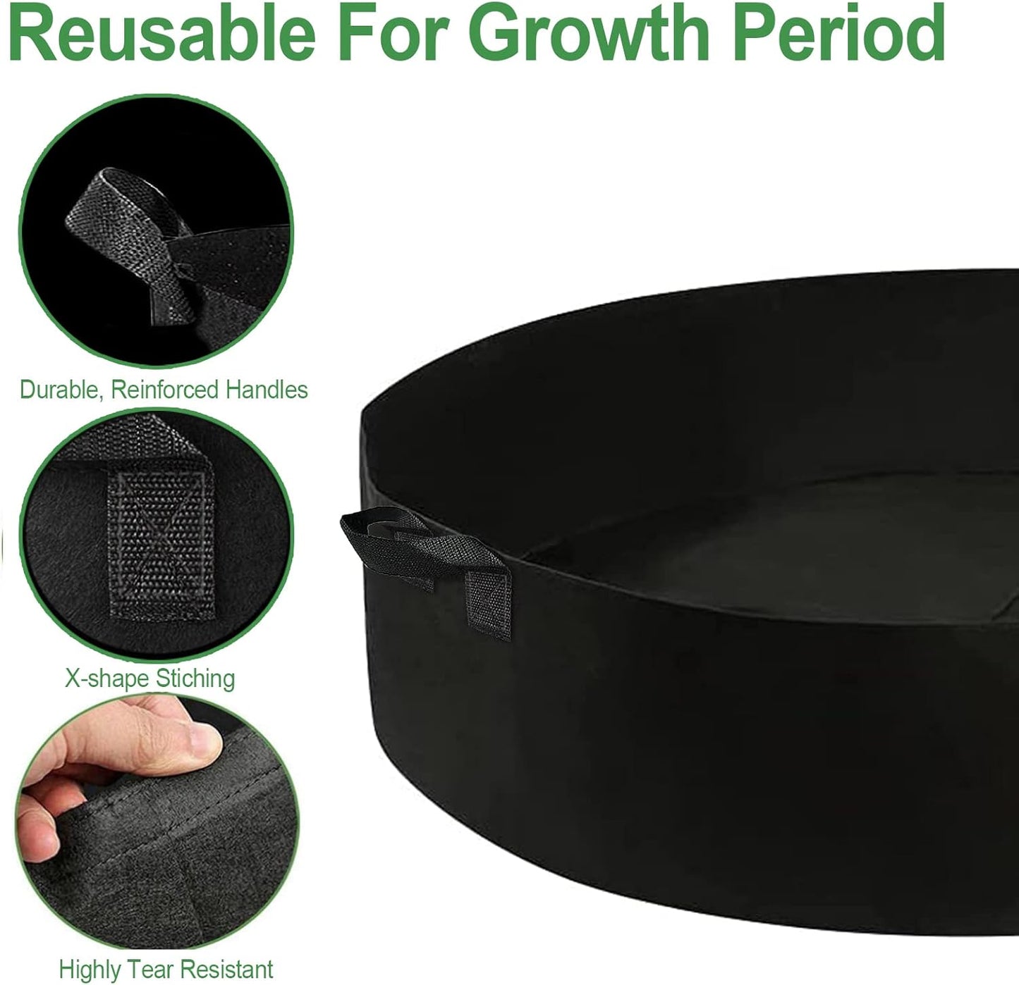 Bolsas cultivo 15gal redondas tela transpirable con asas