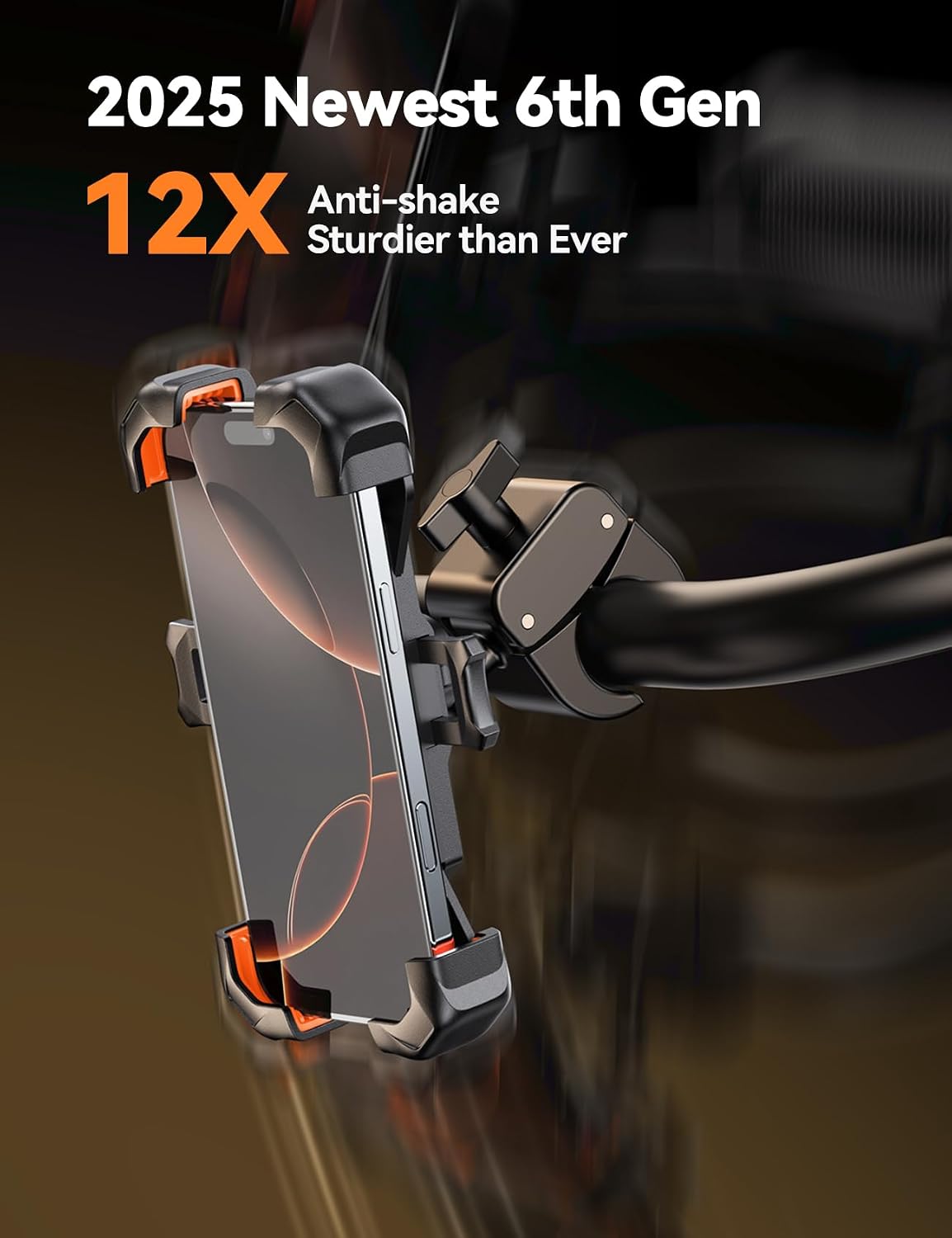 Soporte teléfono motocicleta bloqueo automático antivibraciones