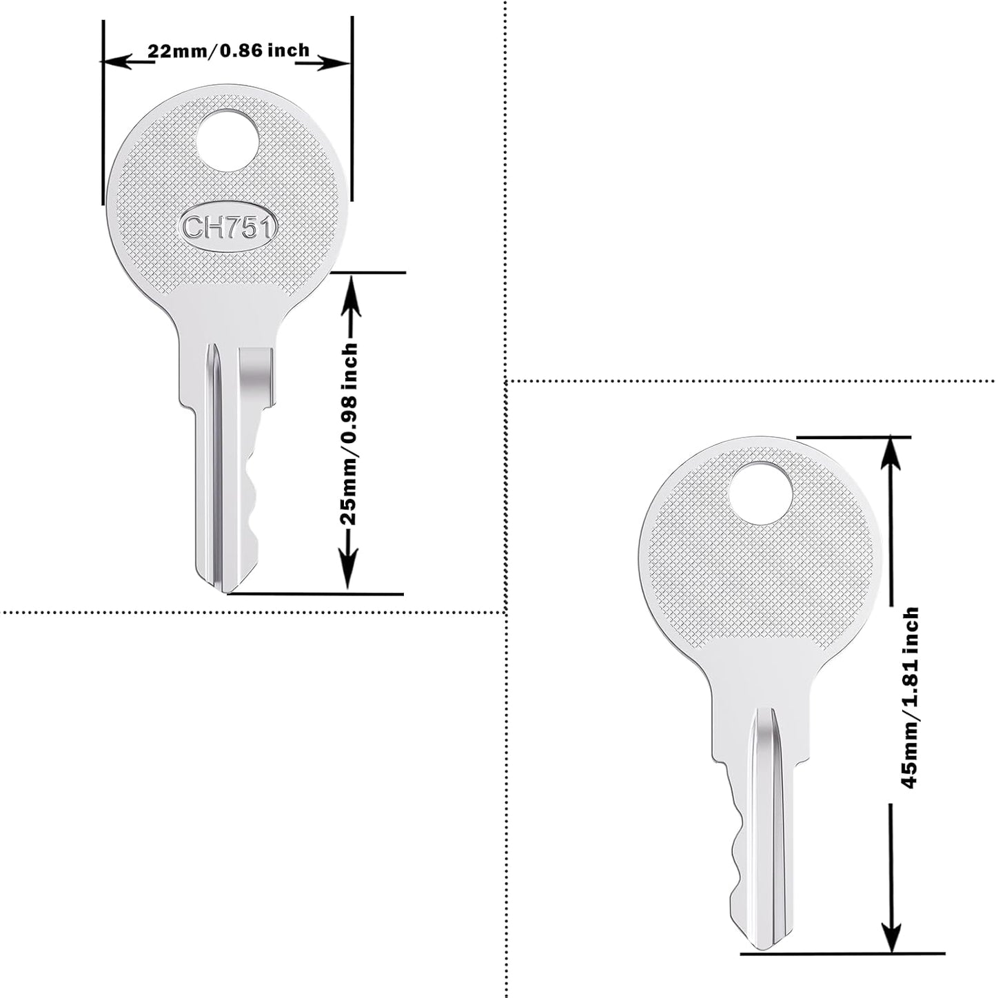 Llaves CH751 set 9 para cerraduras empuje RV caravanas