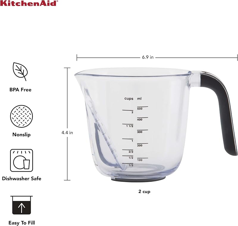 Taza medidora KitchenAid transparente mango negro