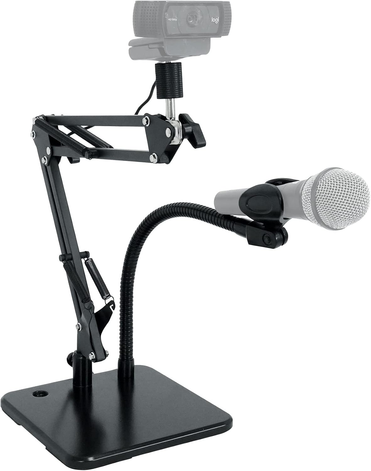 Soporte escritorio doble cuello cisne base pesada