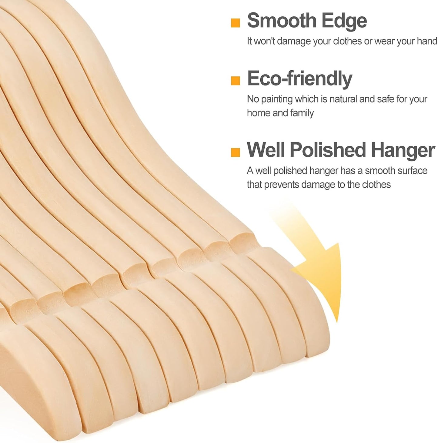 Perchas madera natural para niños pack 10