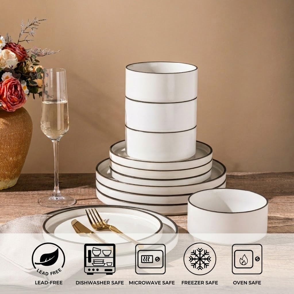 Set 6 platos cerámica gres borde alto resistente