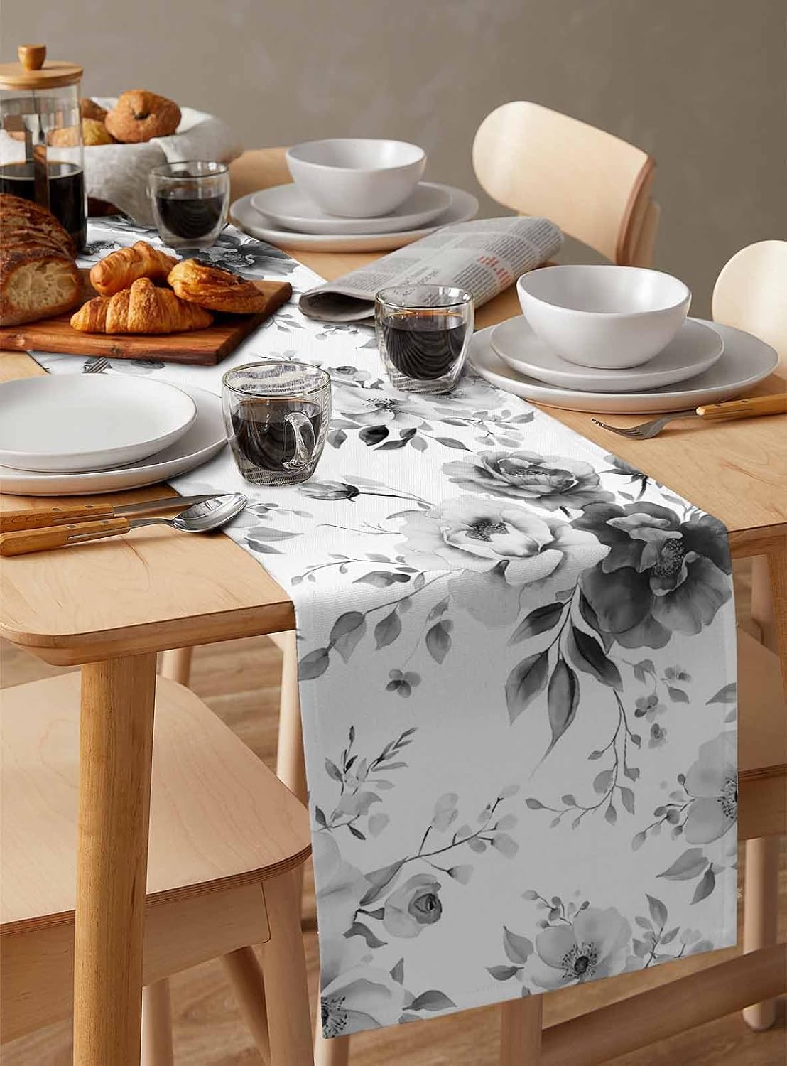 Pañuelos mesa flores acuarela 13x60pulg antiderrap
