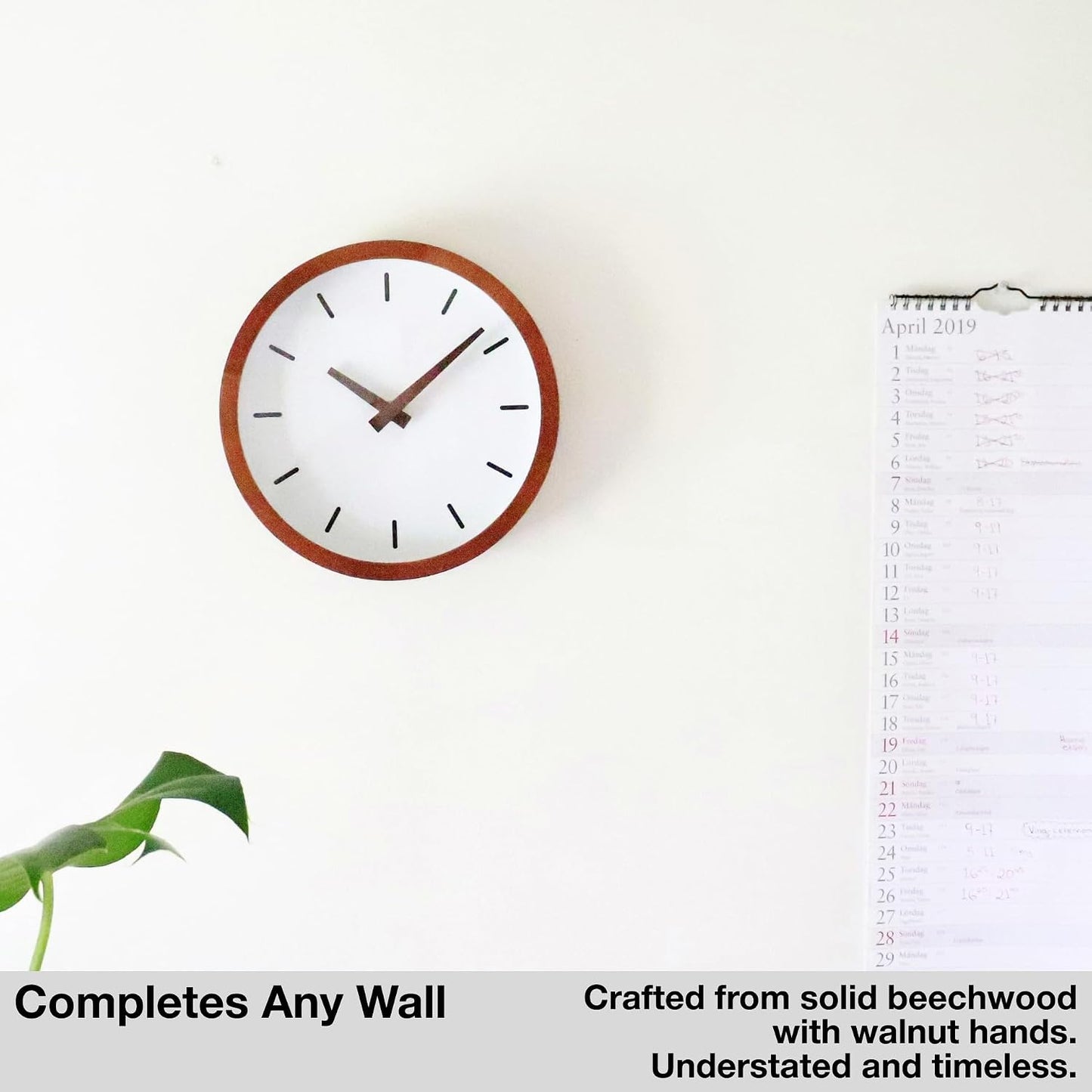 Reloj pared analógico madera mediados siglo 9pulg silencioso