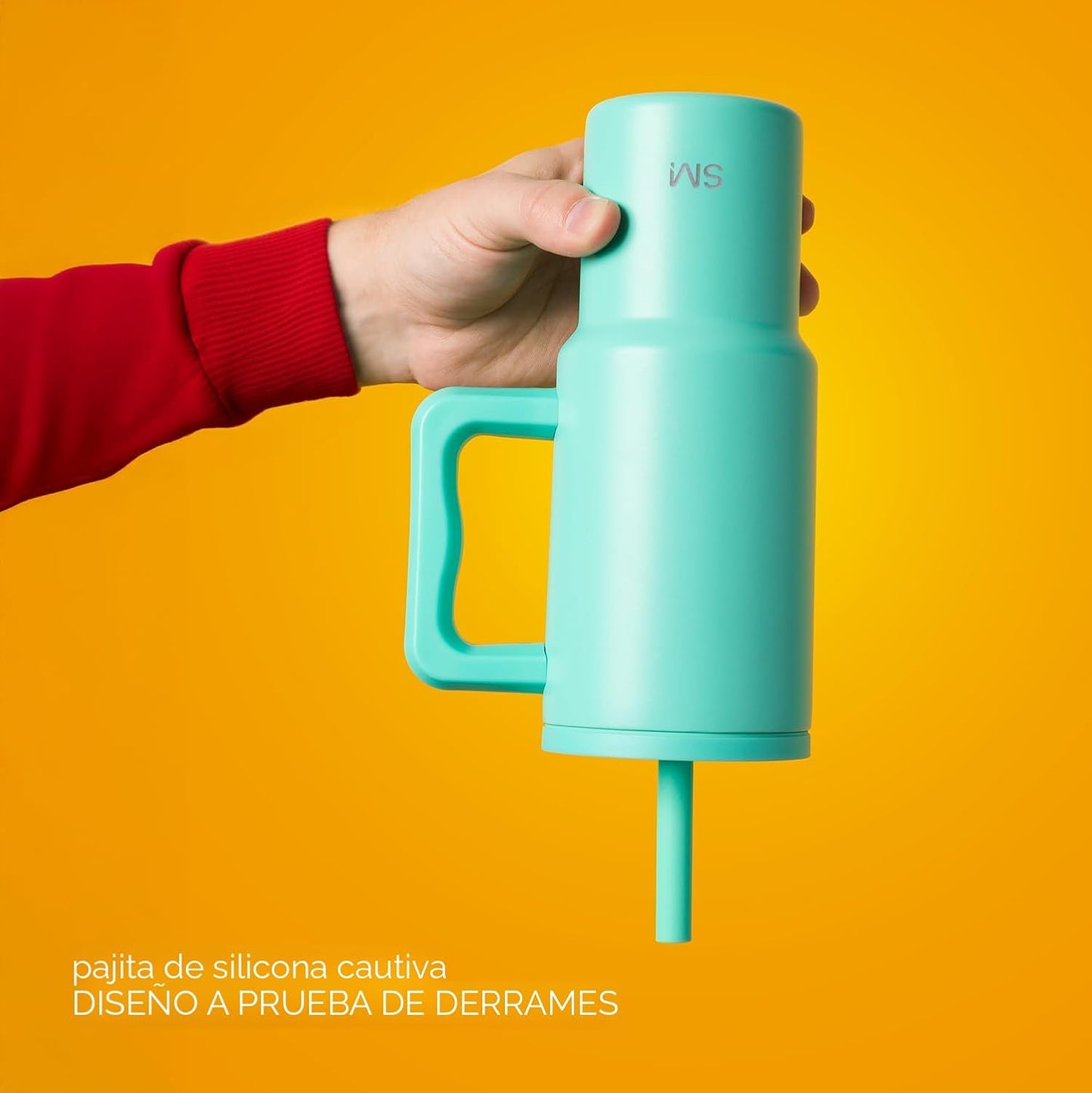 Vaso niños 24oz acero inox asa tapa silicona reutiliz.