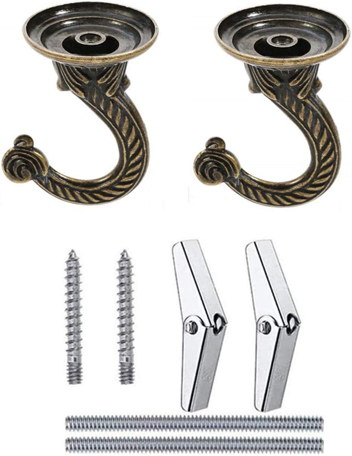 2 Set Ganchos Techo Resistentes Bronce 2.17"
