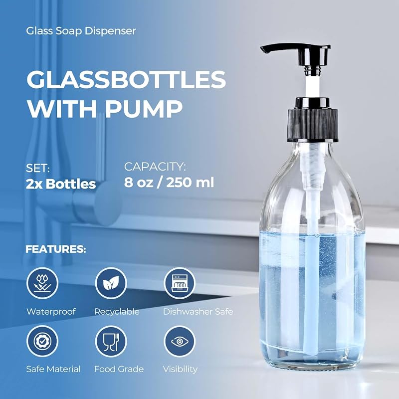 Botella bomba vidrio 8oz transparente