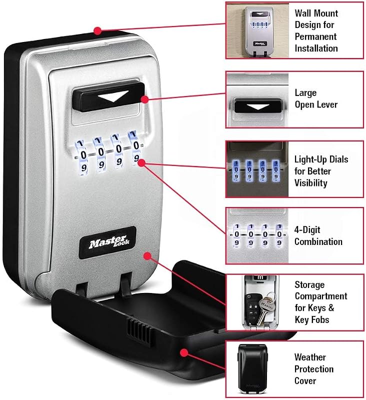 Caja seguridad pared diales iluminados 6 llaves
