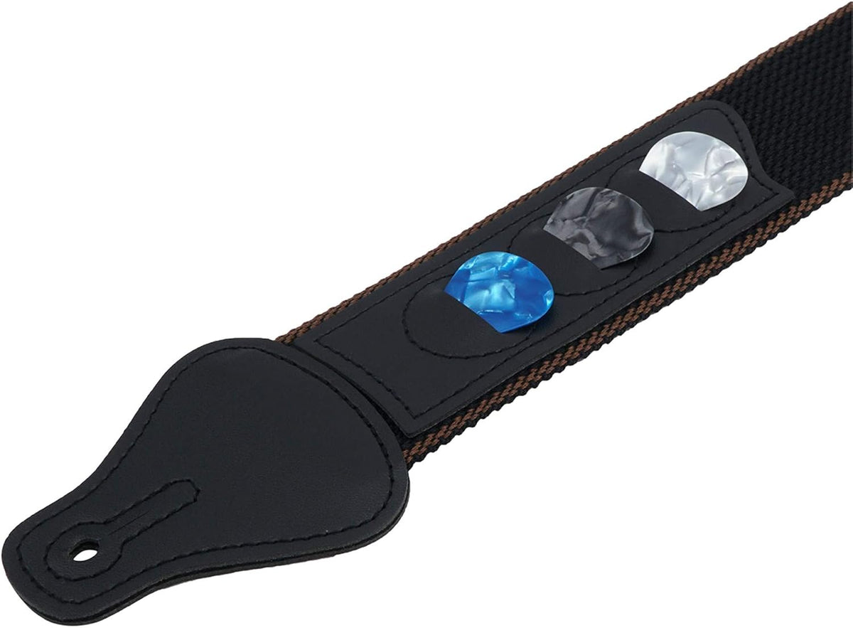 Correa guitarra algodón suave 3 soportes púas adaptador botón