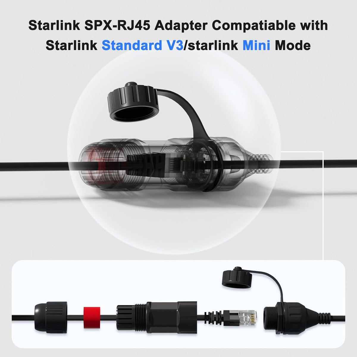 Adaptador Ethernet Starlink Gen 3 a RJ45 negro