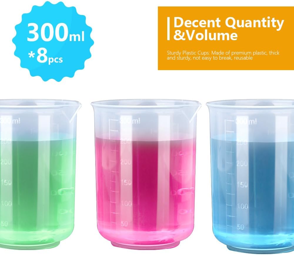 8 Tazas Resina Vasos Medidores 10.1oz Plástico