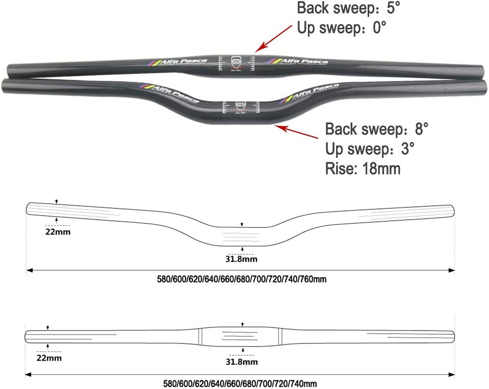 Manillar Carbono MTB 31.8mm 660mm Negro 3K Brillante