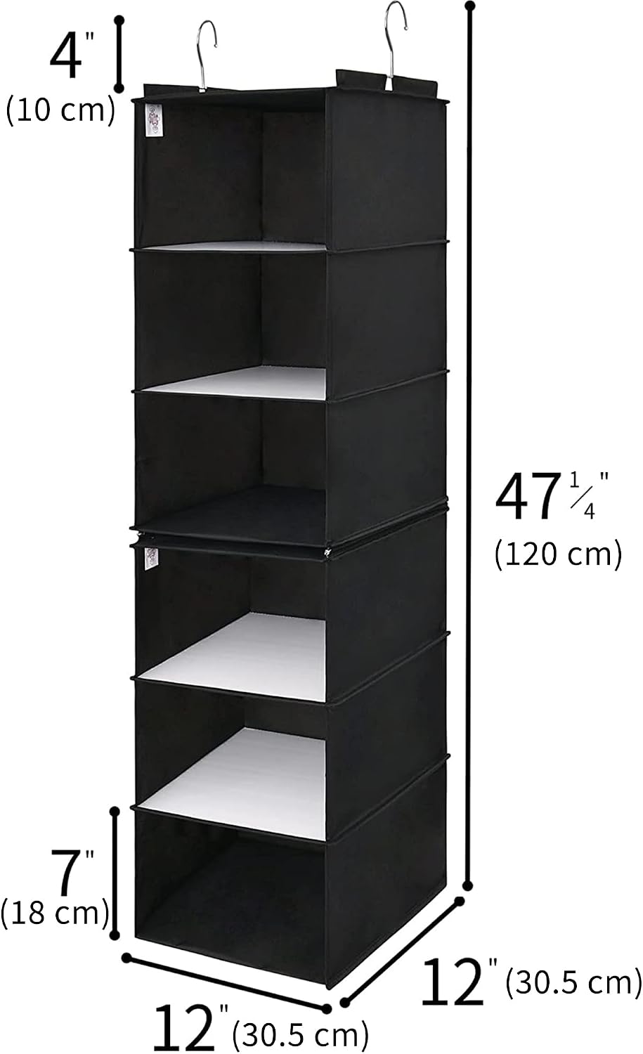 Organiz. colgante 6 estantes para dormitorio negro