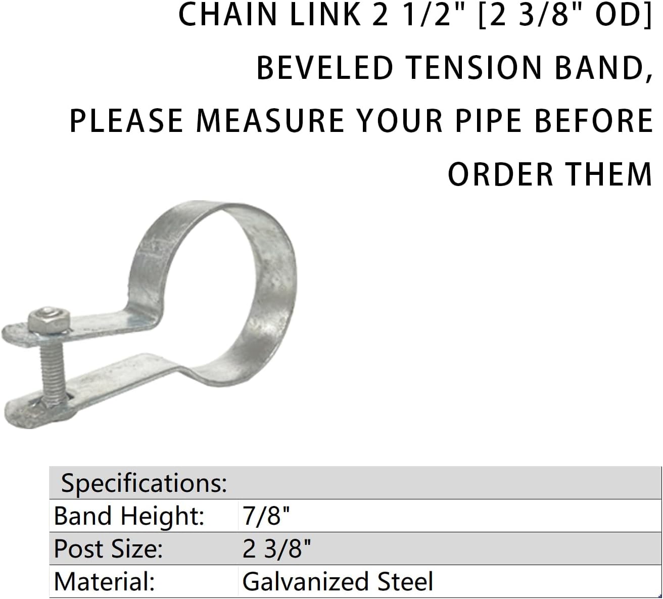 Banda tensión 2-3/8pulg para valla cadena resistente