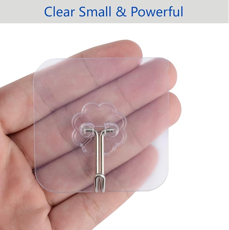 20 Ganchos Adhesivos Transparentes Removibles para Cocina Baño
