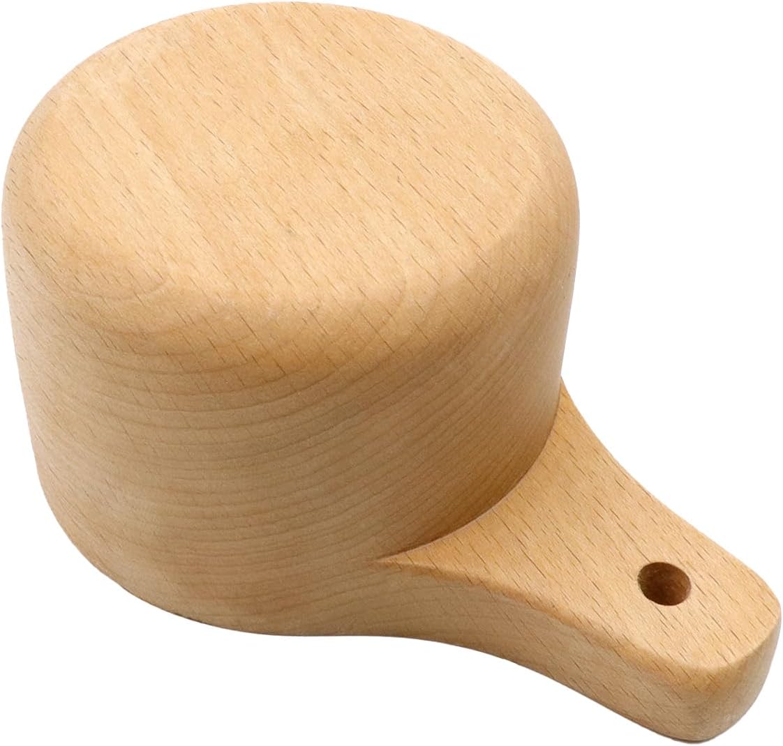 Taza medidora madera natural pulida para cocinar hornear