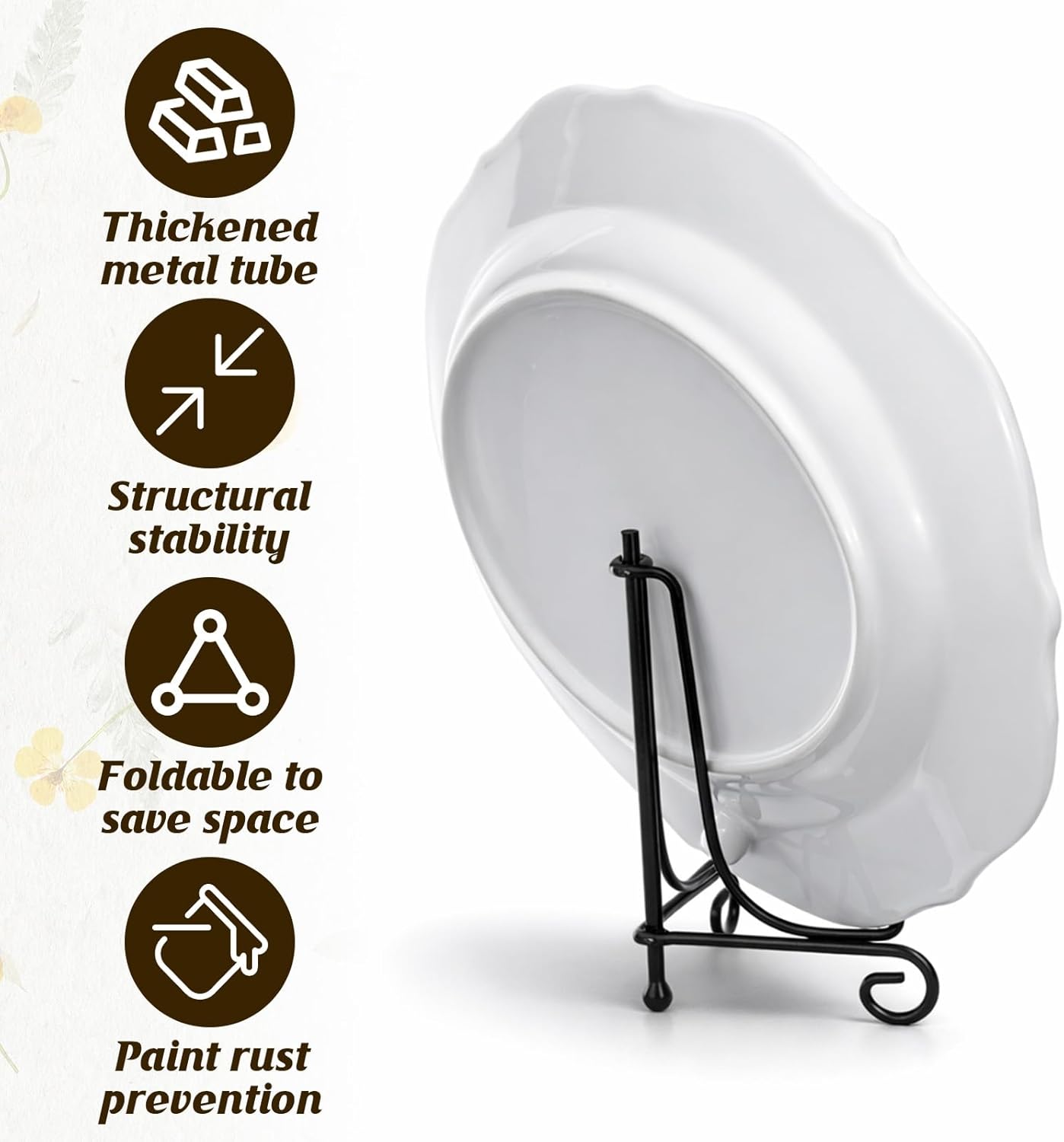 Soportes para platos y objetos de metal dorado 4 pulgadas