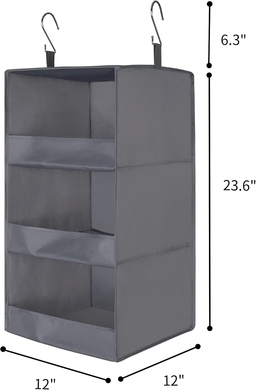 Organiz. armario 3 estantes plegable con ganchos metal