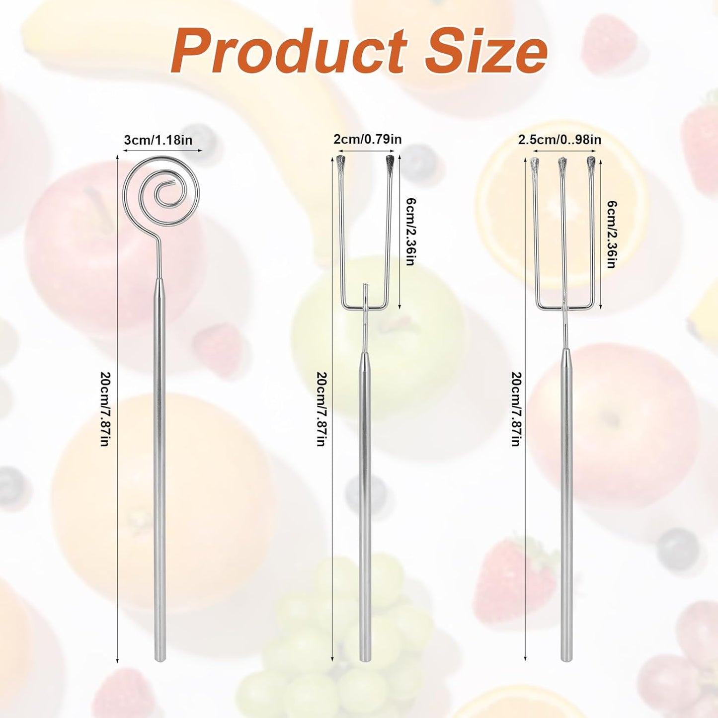 Set 3 Herramientas Inmersión Chocolate Acero Inox Espiral