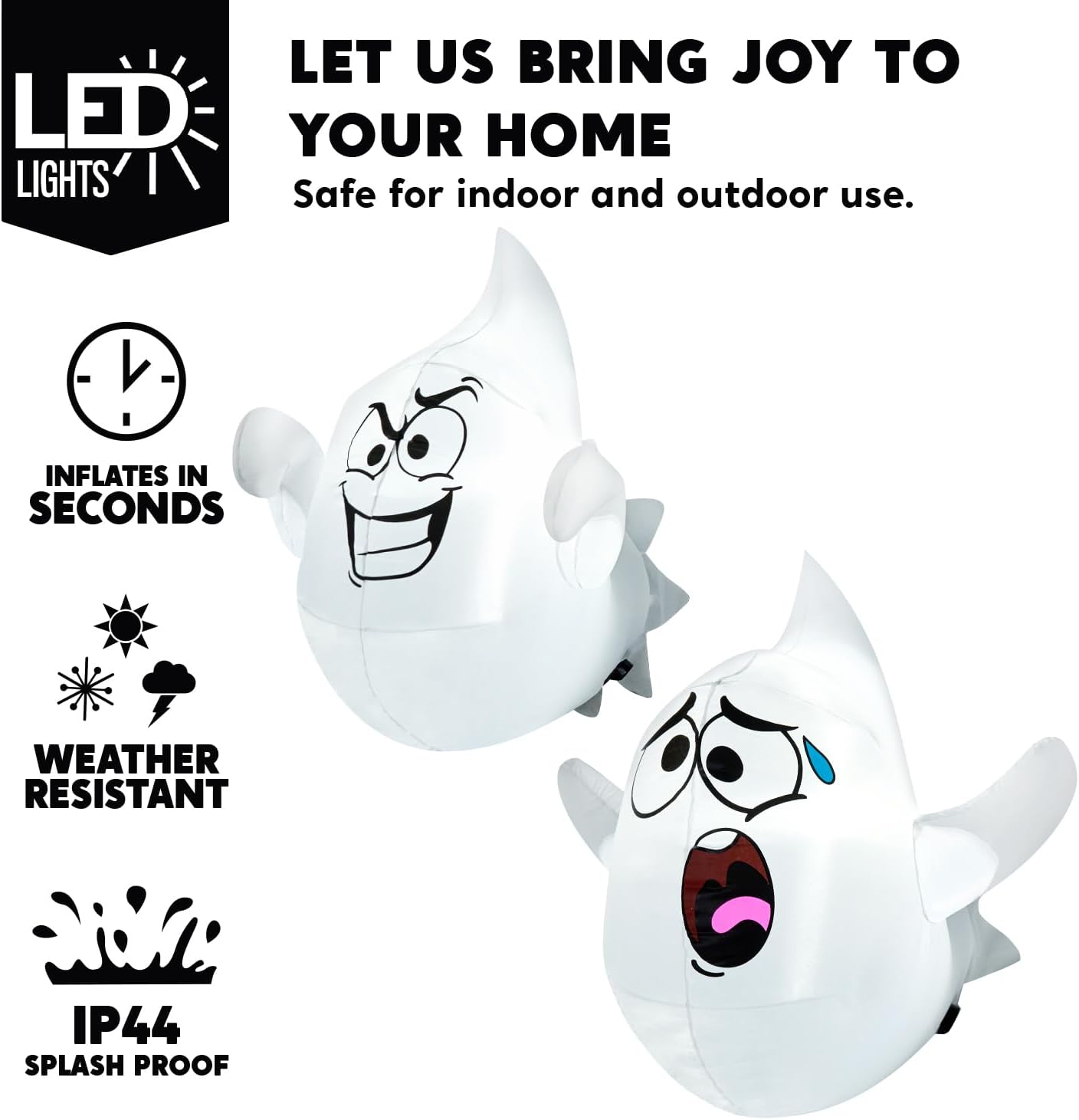 2 Pzas Fantasma Inflable Halloween con LED para Ventana